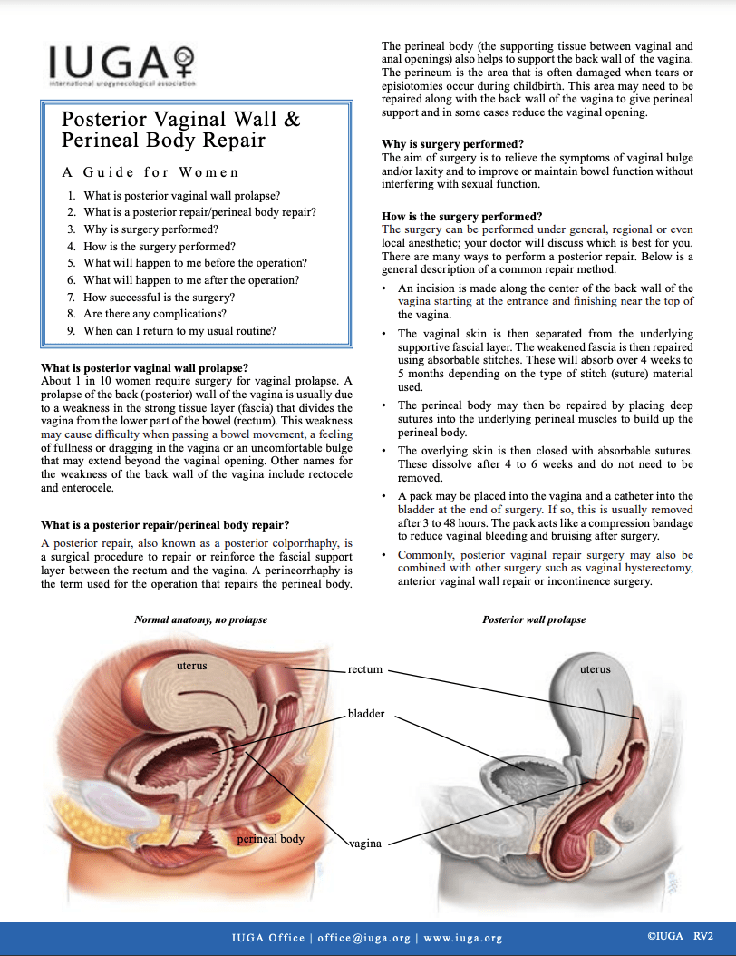 Post vag wall surgery